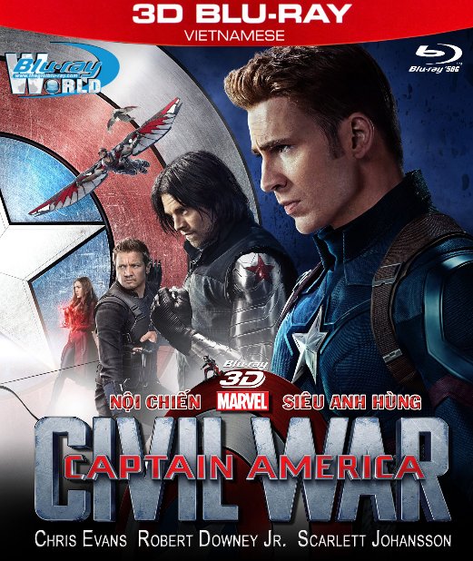 Z188. Captain America Civil War - NỘI CHIẾN SIÊU ANH HÙNG 3D50G (TRUE - HD 7.1 DOLBY ATMOS)